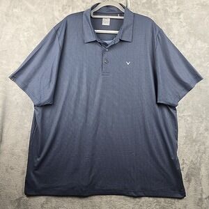 Callaway‎ Polo Shirt XXL Black All Over Print Star Golf Performance Swing Tech